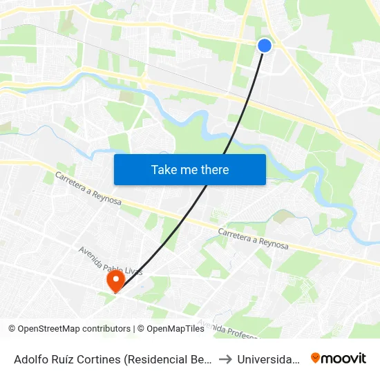 Adolfo Ruíz Cortines (Residencial Bello Amanecer) to Universidad Edec map