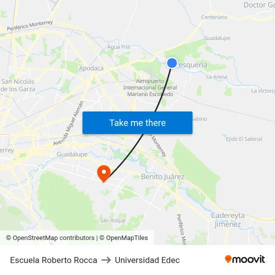 Escuela Roberto Rocca to Universidad Edec map