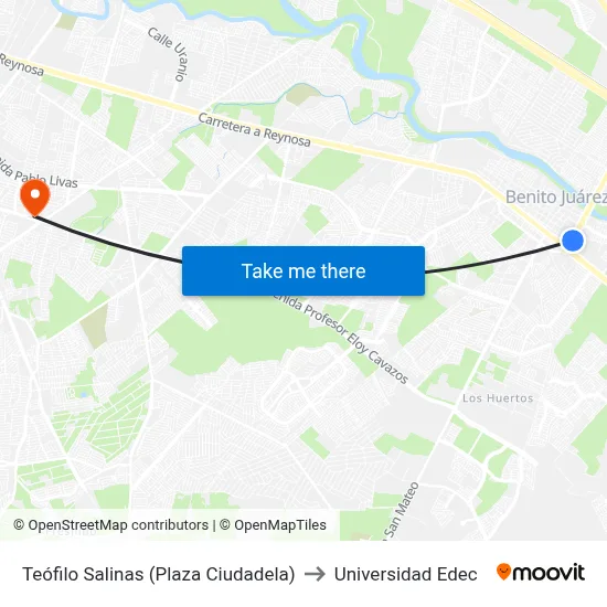 Teófilo Salinas (Plaza Ciudadela) to Universidad Edec map