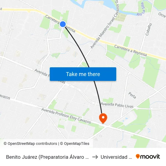 Benito Juárez (Preparatoria Álvaro Obregón) to Universidad Edec map