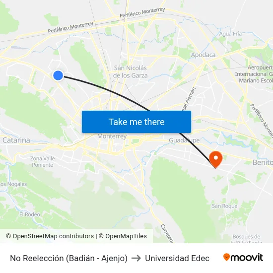 No Reelección (Badián - Ajenjo) to Universidad Edec map