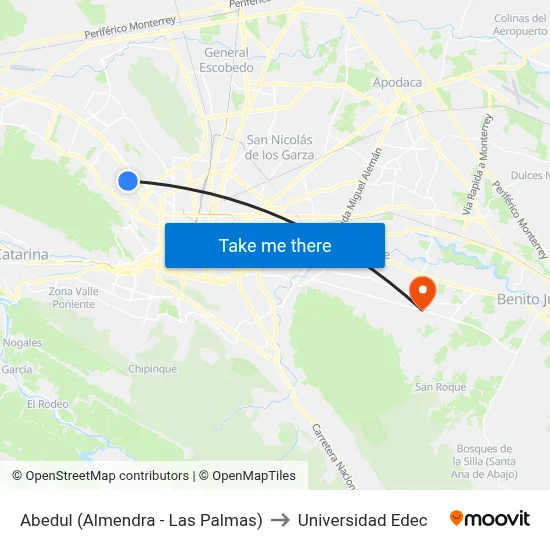 Abedul (Almendra - Las Palmas) to Universidad Edec map