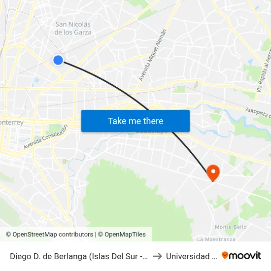 Diego D. de Berlanga (Islas Del Sur - Juventud) to Universidad Edec map