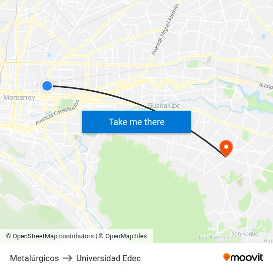 Metalúrgicos to Universidad Edec map
