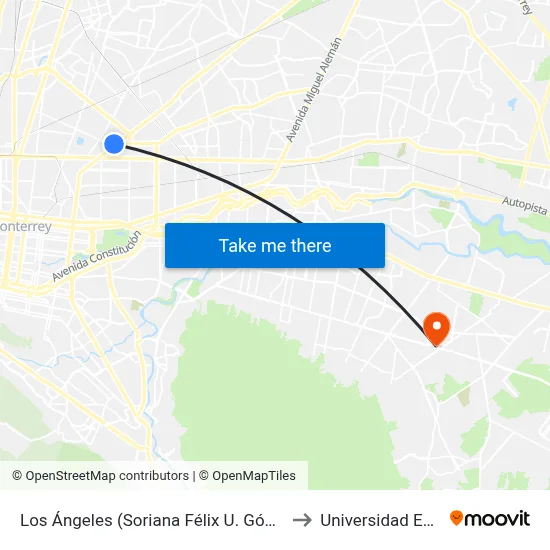 Los Ángeles (Soriana Félix U. Gómez) to Universidad Edec map