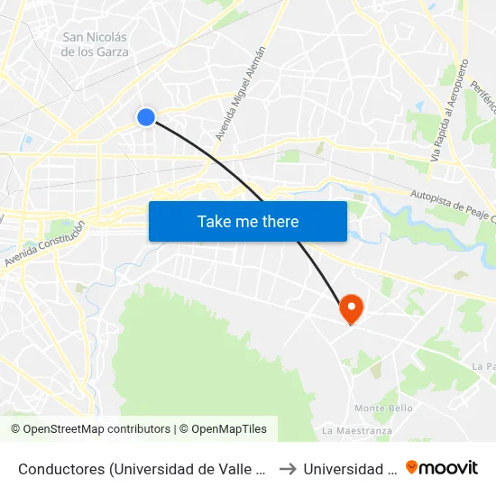 Conductores (Universidad de Valle de México) to Universidad Edec map