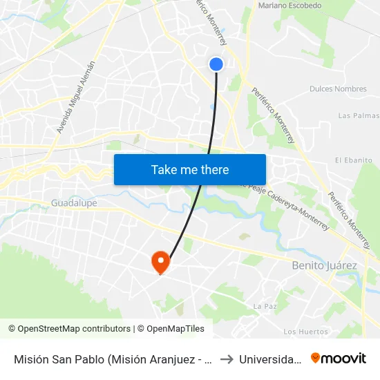 Misión San Pablo (Misión Aranjuez - Misión Almeira) to Universidad Edec map