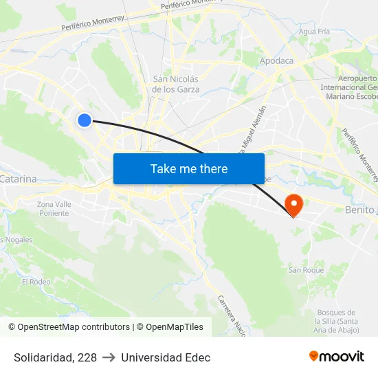 Solidaridad, 228 to Universidad Edec map