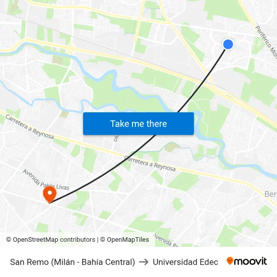 San Remo (Milán - Bahía Central) to Universidad Edec map