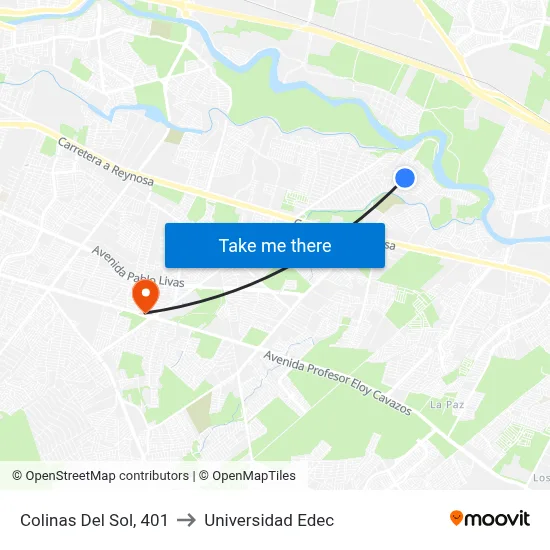 Colinas Del Sol, 401 to Universidad Edec map