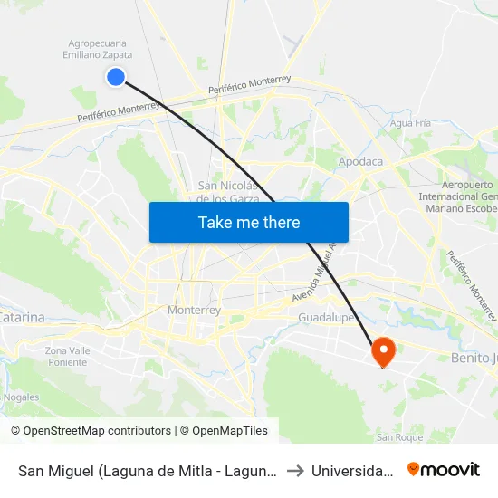 San Miguel (Laguna de Mitla - Laguna de Alvarado) to Universidad Edec map