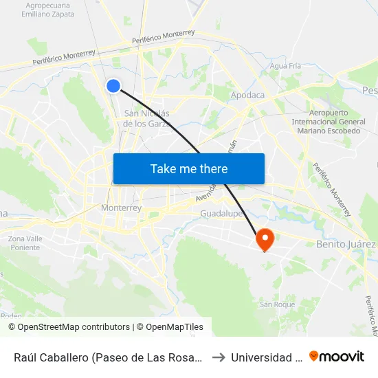 Raúl Caballero (Paseo de Las Rosas - Nardos) to Universidad Edec map