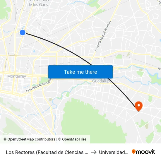 Los Rectores (Facultad de Ciencias Biológicas) to Universidad Edec map