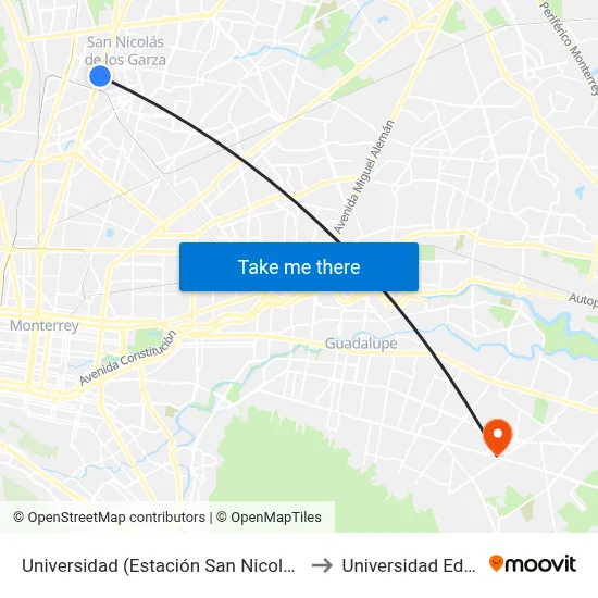 Universidad (Estación San Nicolás) to Universidad Edec map