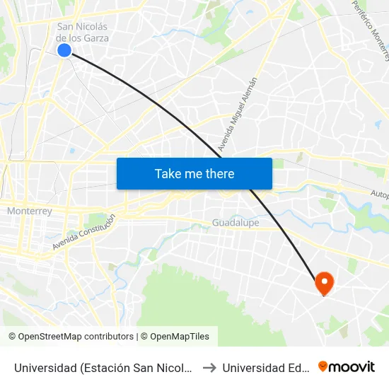 Universidad (Estación San Nicolás) to Universidad Edec map