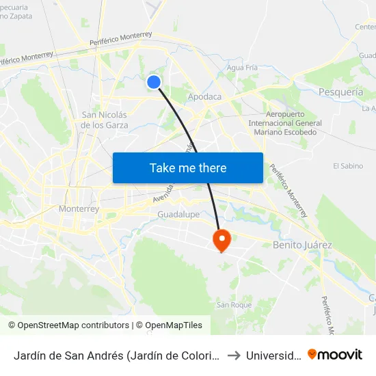Jardín de San Andrés (Jardín de Colorines - Jardín de Tulipanes) to Universidad Edec map