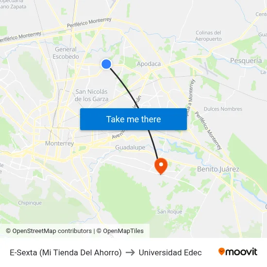 E-Sexta (Mi Tienda Del Ahorro) to Universidad Edec map