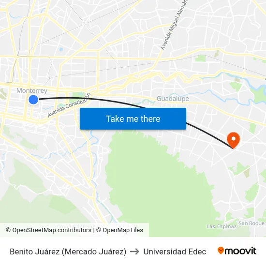Benito Juárez (Mercado Juárez) to Universidad Edec map