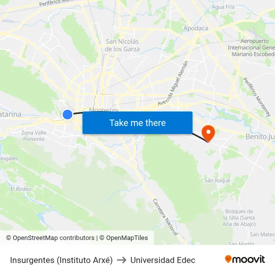 Insurgentes (Instituto Arxé) to Universidad Edec map