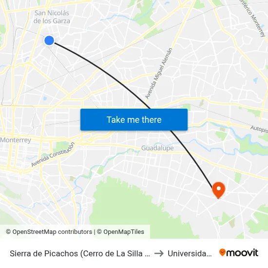 Sierra de Picachos (Cerro de La Silla - Las Puentes) to Universidad Edec map