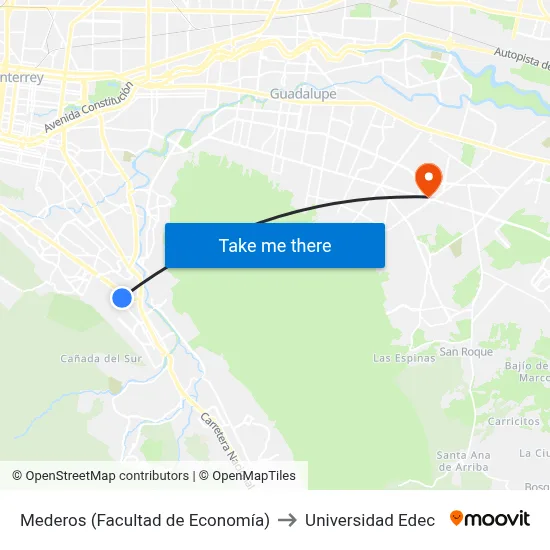 Mederos (Facultad de Economía) to Universidad Edec map