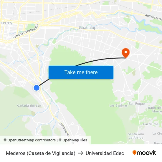 Mederos (Caseta de Vigilancia) to Universidad Edec map