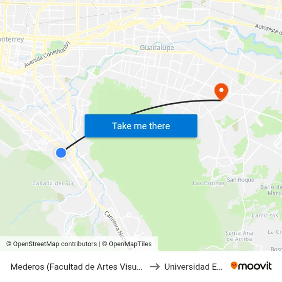 Mederos (Facultad de Artes Visuales) to Universidad Edec map