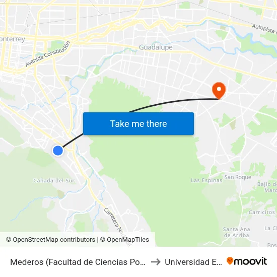 Mederos (Facultad de Ciencias Políticas) to Universidad Edec map