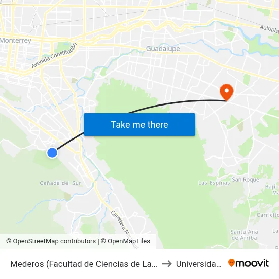 Mederos (Facultad de Ciencias de La Comunicación) to Universidad Edec map