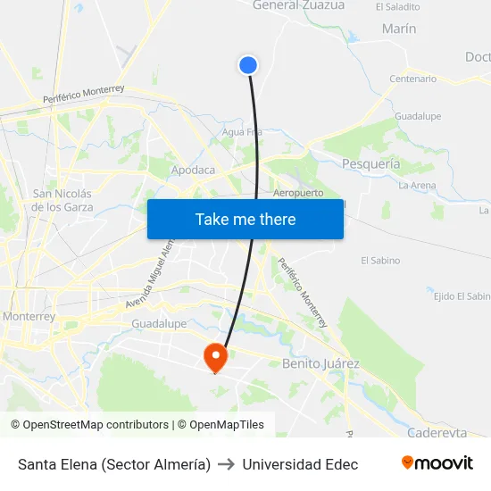 Santa Elena (Sector Almería) to Universidad Edec map