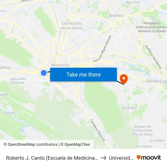 Roberto J. Cantú (Escuela de Medicina & Ciencias de La Salud) to Universidad Edec map
