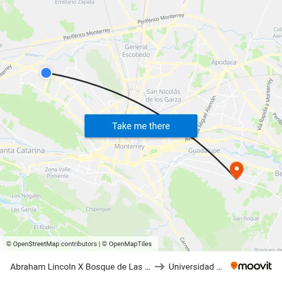 Abraham Lincoln X Bosque de Las Lomas to Universidad Edec map