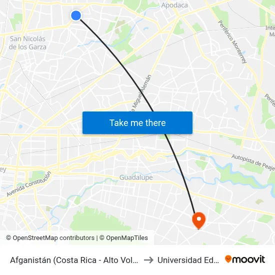 Afganistán (Costa Rica - Alto Volta) to Universidad Edec map
