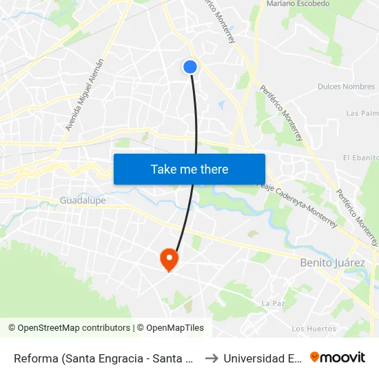 Reforma (Santa Engracia - Santa María) to Universidad Edec map