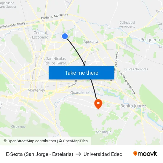 E-Sexta (San Jorge - Estelaris) to Universidad Edec map