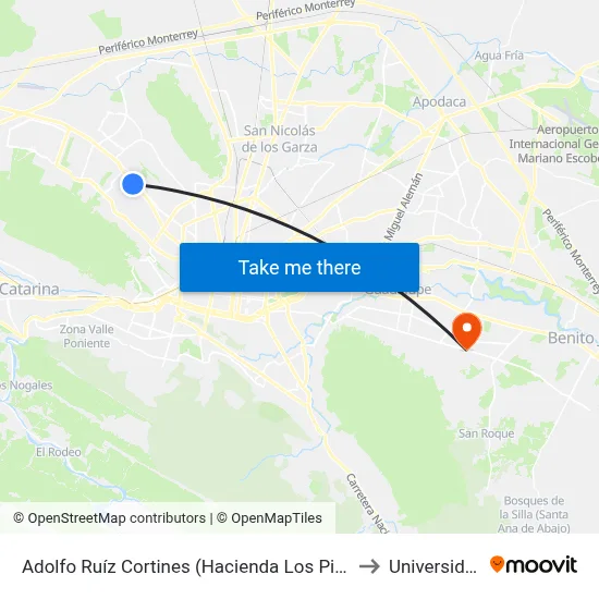 Adolfo Ruíz Cortines (Hacienda Los Pinos - Seguridad Social) to Universidad Edec map