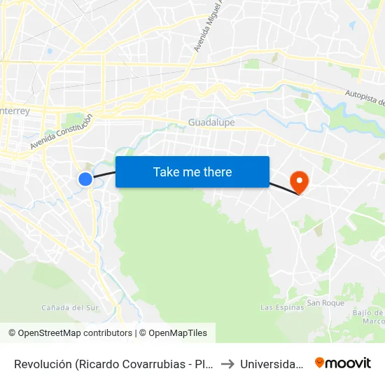 Revolución (Ricardo Covarrubias - Playa La Pesca) to Universidad Edec map