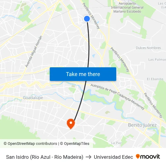 San Isidro (Río Azul - Río Madeira) to Universidad Edec map