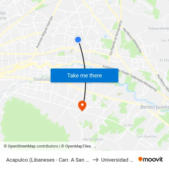 Acapulco (Libaneses - Carr. A San Miguel) to Universidad Edec map