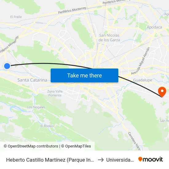 Heberto Castillo Martínez (Parque Industrial Stiva 1) to Universidad Edec map