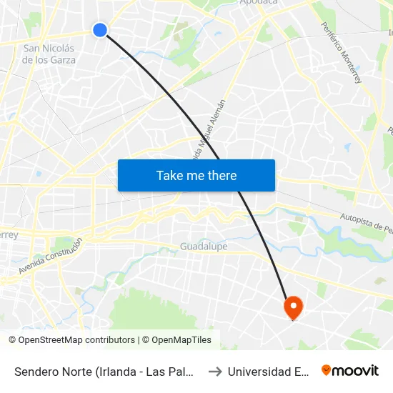 Sendero Norte (Irlanda - Las Palmas) to Universidad Edec map