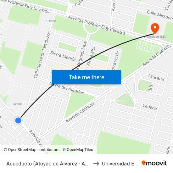Acueducto (Atoyac de Álvarez - Acuico) to Universidad Edec map