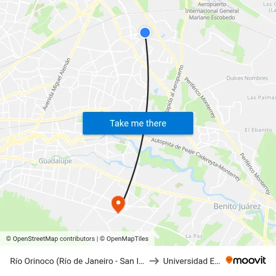 Río Orinoco (Río de Janeiro - San Isidro) to Universidad Edec map