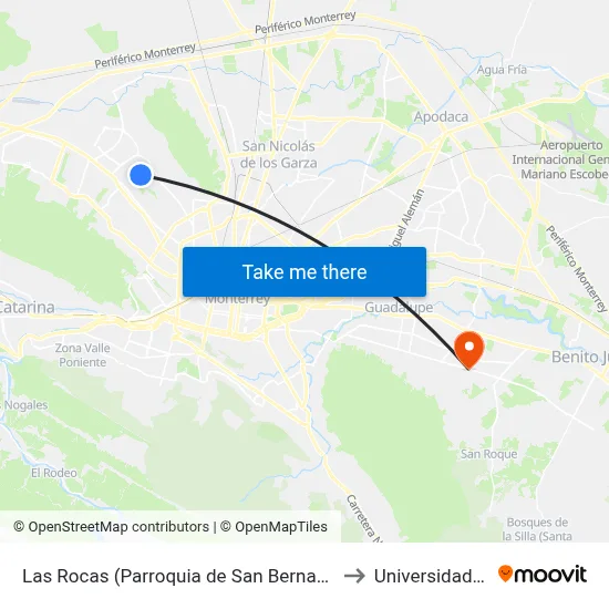 Las Rocas (Parroquia de San Bernabé Apóstol) to Universidad Edec map