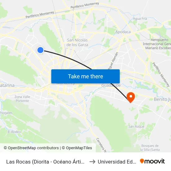 Las Rocas (Diorita - Océano Ártico) to Universidad Edec map
