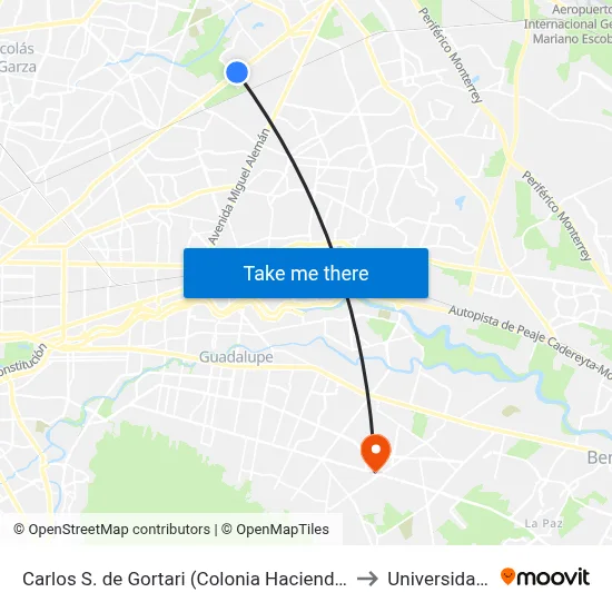 Carlos S. de Gortari (Colonia Hacienda San Francisco) to Universidad Edec map