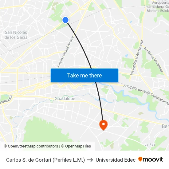 Carlos S. de Gortari (Perfiles L.M.) to Universidad Edec map