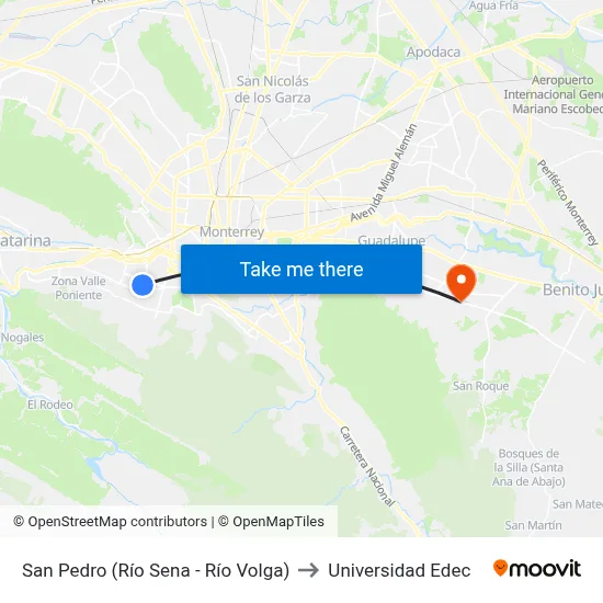 San Pedro (Río Sena - Río Volga) to Universidad Edec map