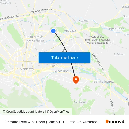 Camino Real A S. Rosa (Bambú - Cerezo) to Universidad Edec map