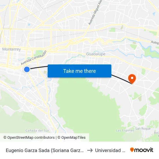 Eugenio Garza Sada (Soriana Garza Sada) to Universidad Edec map